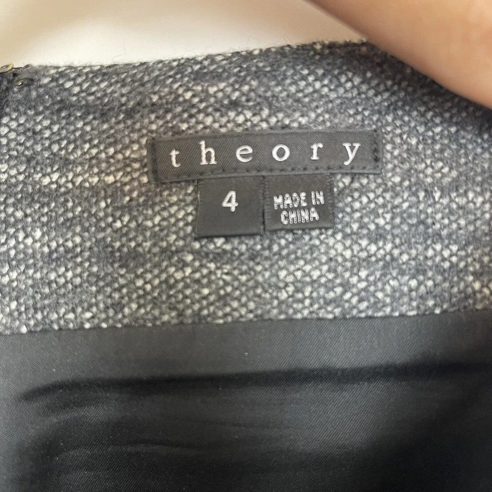 Theory Tweed Pencil Skirt Wool Blend Gray 4